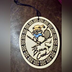 VTG Vail Beaver Creek Ski Resort Ceramic Oval Beaver Ski Snowflakes Stocking Hat